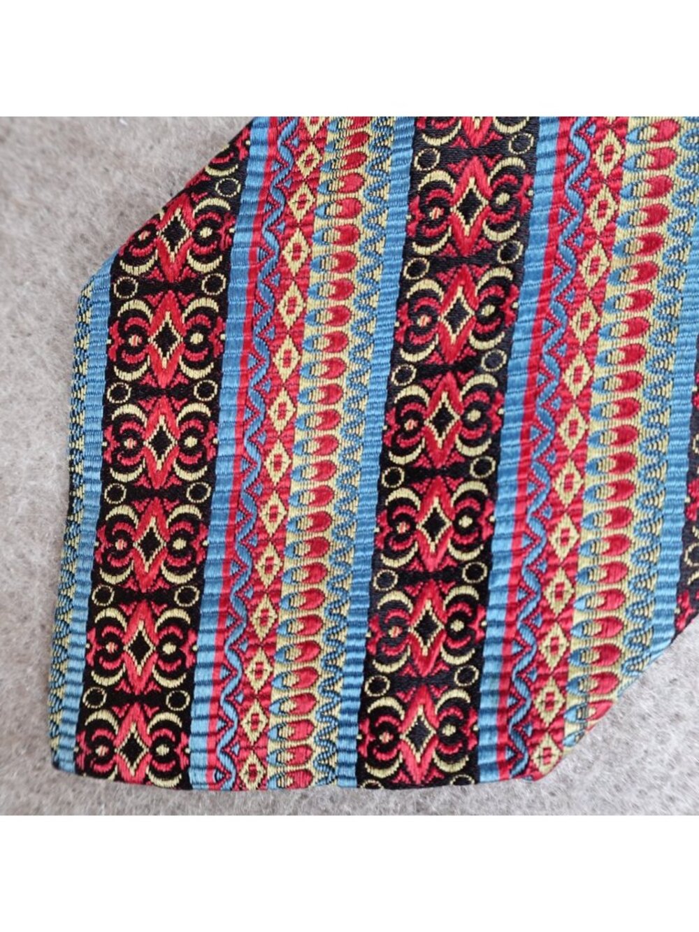 Christian Dior Tie Red Silk Vintage Striped Geometric Loud